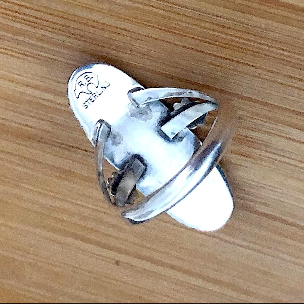 $78 Navajo Running Bear Estate Ring Sterling Silver  Size 10 Marked RB Sterling - Picture 6 of 7